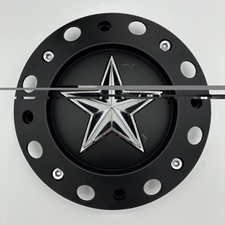 4 - USED FUEL 8 LUG BLACK WHEEL RIM CENTER CAP 1002-53B + 1002-55 M-698