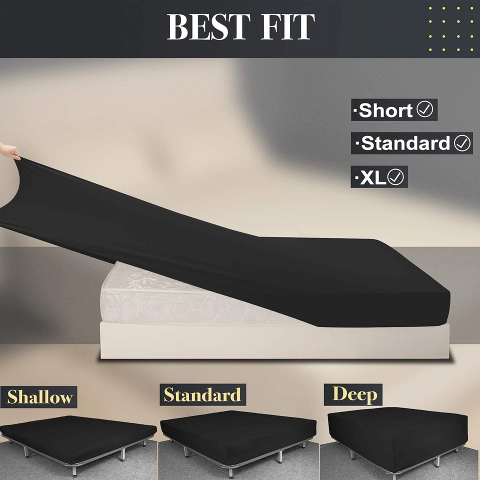 Sábana Ajustable Talla Queen Solo - Jersey Tejido Elástico 4 Vías, Acogedora Camiseta Suave, Foto 4 de 4