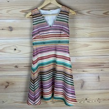 Y2K DM Collection Dress Petite 4 Crochet Colorful Striped V Neck Sleeveless