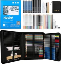 72PCS Drawing Supplies, Sketching Art Kit with A5 Sketchbook - Includes Graphite