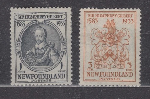 1933 NEWFOUNDLAND #212 1¢ & #213 2¢ SIR HUMPHREY GILBERT ISSUE F-VF