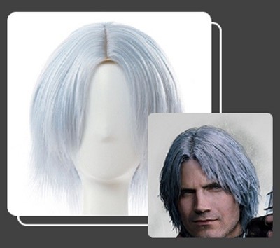 Devil May Cry Dante Silber Mittelscheitel Haar Karneval Party Cosplay Perücke