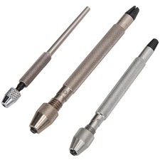 Portable 3 Sizes Pin Vise Repair Set - Silver Alloy Hand Drills for Watchmakers
