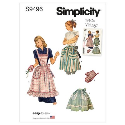 SS9496OS Misses' Vintage Apron Sewing Pattern Kit, Code S9496, One Size