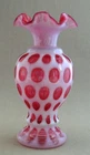 VTG Fenton Pink Cranbarry Coin Dot Vase