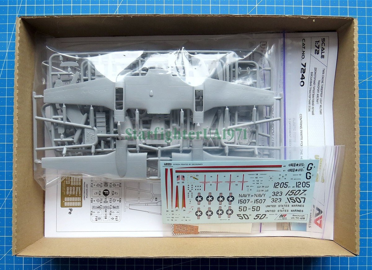 Kit Maquette Avion BEECHCRAFT C-12 HURON 1/72 A&A - 4 Décorations - Neuf