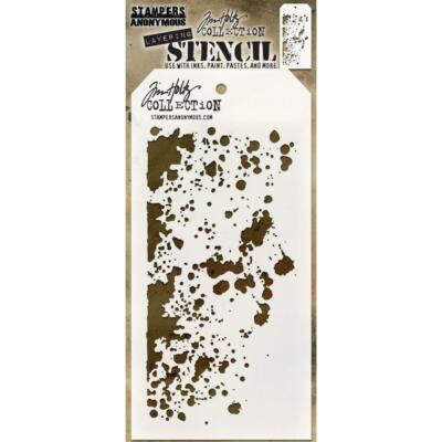 Scrapbooking Crafts Tim Holtz Layered Stencil Grime Splotches Splatter Dots