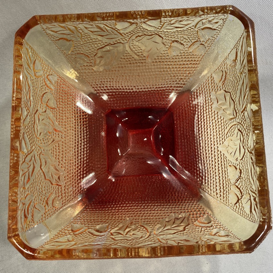 Vintage Depression Indiana Glass Ted Amber Flashed Candy Dish No Lid eBay