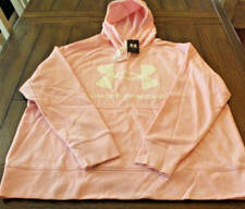 NEW Women's Under Armour Rival Fleece Logo Hoodie Prime Pink Size 2X MSRP 60