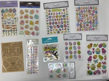 Jolees Easter Scrapbooking Sticker Lot x 10 Eggs Glitter Puffy Quotes Jolee's