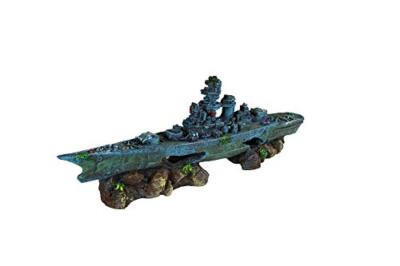  Deco-Replicas Sunken Battleship Aquarium Decoration   Safe for Freshwater and 