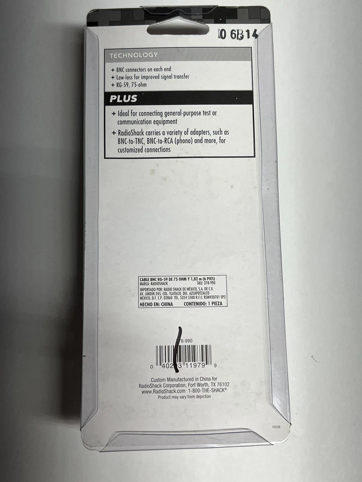 6 Foot BNC Coaxial Cable RG-59 75-Ohm Male Plug to Male Plug RadioShack 278-990 - Image 3 of 3