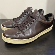  890 TOM FORD 8T Russel Low Top Brown Leather Sneakers J0866T