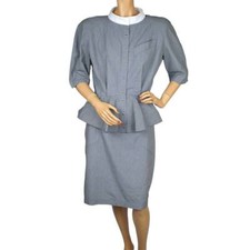 Vintage Thierry Mugler Cotton Skirt Suit 2 piece Ensemble Size 42 Large 1980s