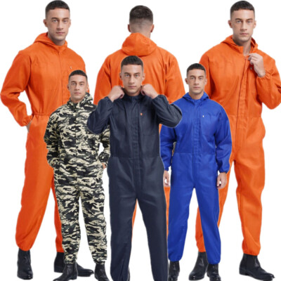 Men's Mechanic Uniforms Long Sleeve Work Overall Jumpsuits Front