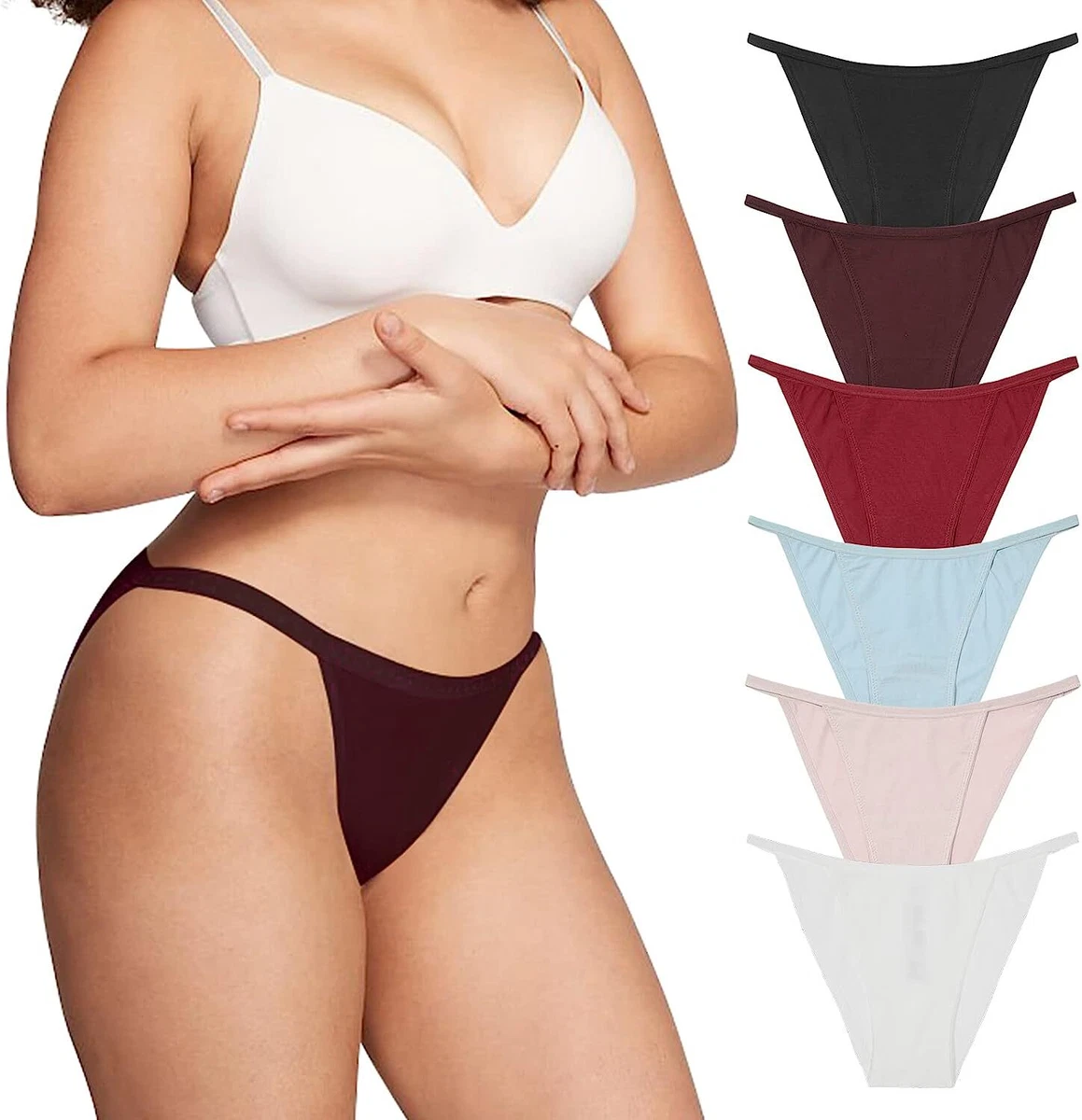 LEVAO Women's Bikini Panties Cotton Underwear, Plus Size High Cut String  Ladies