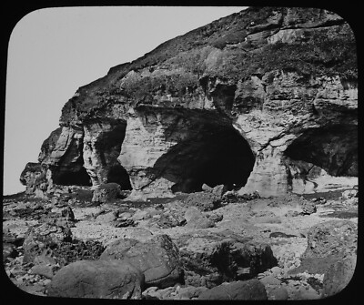 ANTIQUE Magic Lantern Slide KINGS COVE ARRAN C1890 OLD PHOTO SCOTLAND
