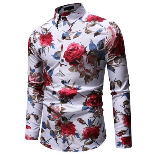 T-shirt Men's Casual Floral Formal Fong 
