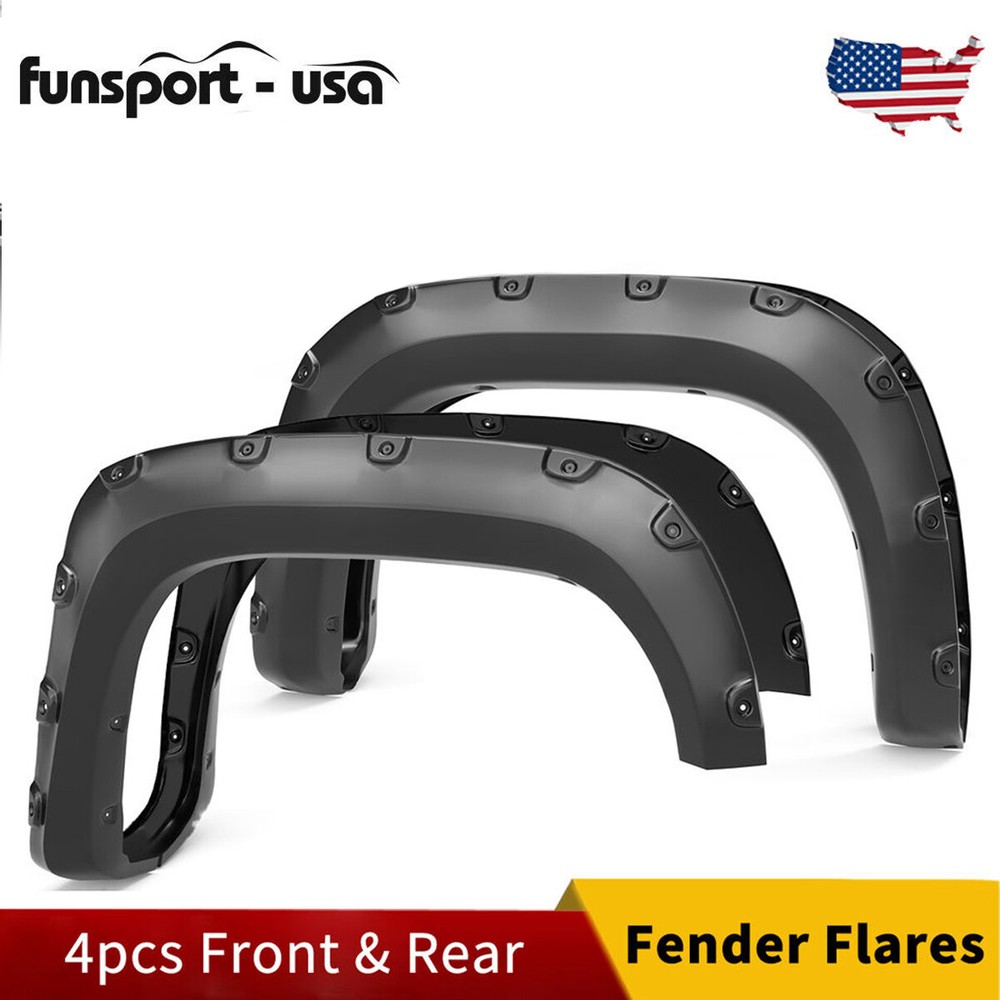 Fender Flares 6.5 & 8FT Bed For 07 - 13 GMC Sierra 1500 Pocket Rivet Smooth 4PCS