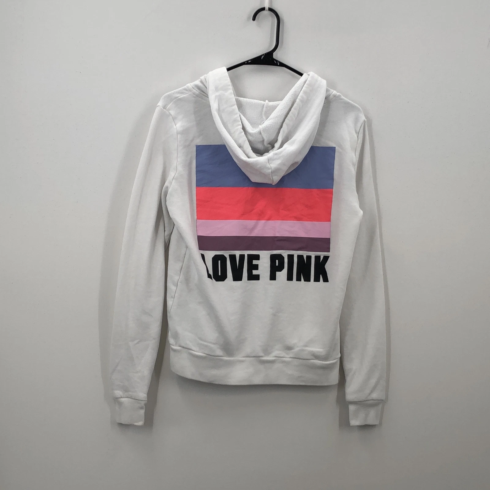 UNDERCOVER Felpa pullover manica lunga Victorias Secret rosa donna bianca con cappuccio taglia M