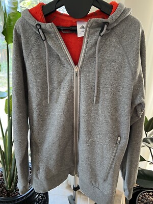 Adidas Gray Warm Hoody Zippered SWEATER Does Not Say Size Looks Medium