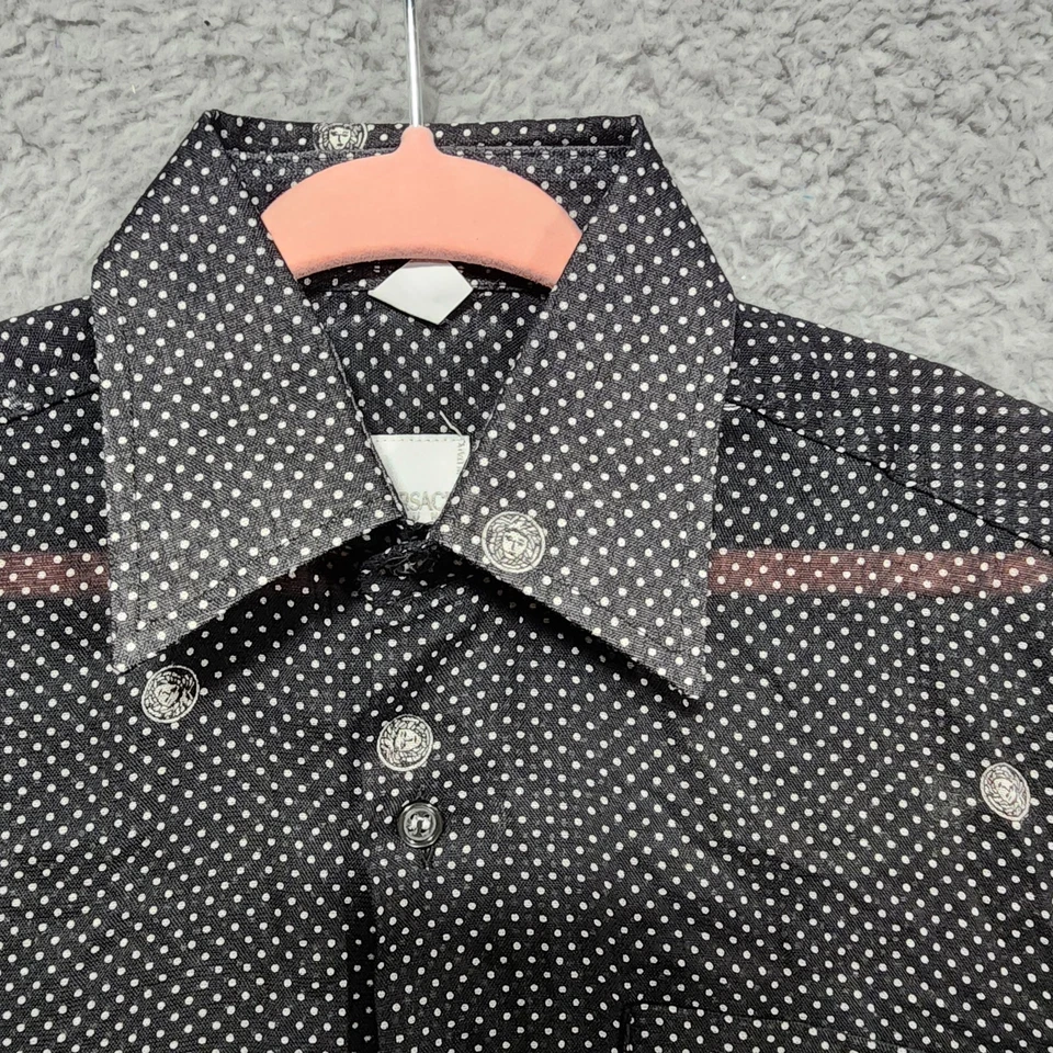 Camisa de vestir Versace negra con botones para niños pequeños talla 7 hecha en Italia nueva con etiquetas Foto 2 de 4
