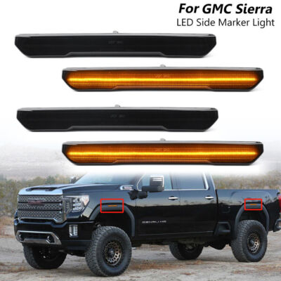 4x Amber LED Side Marker Light For 2020-2024 GMC Sierra 2500 3500 AT4 Denali SLE