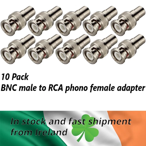 10x BNC male to RCA phono female adapter / connector  m/f for CCTV cameras