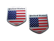 2 Us Usa American Flag Metal 3d Car Emblem Decal Sticker