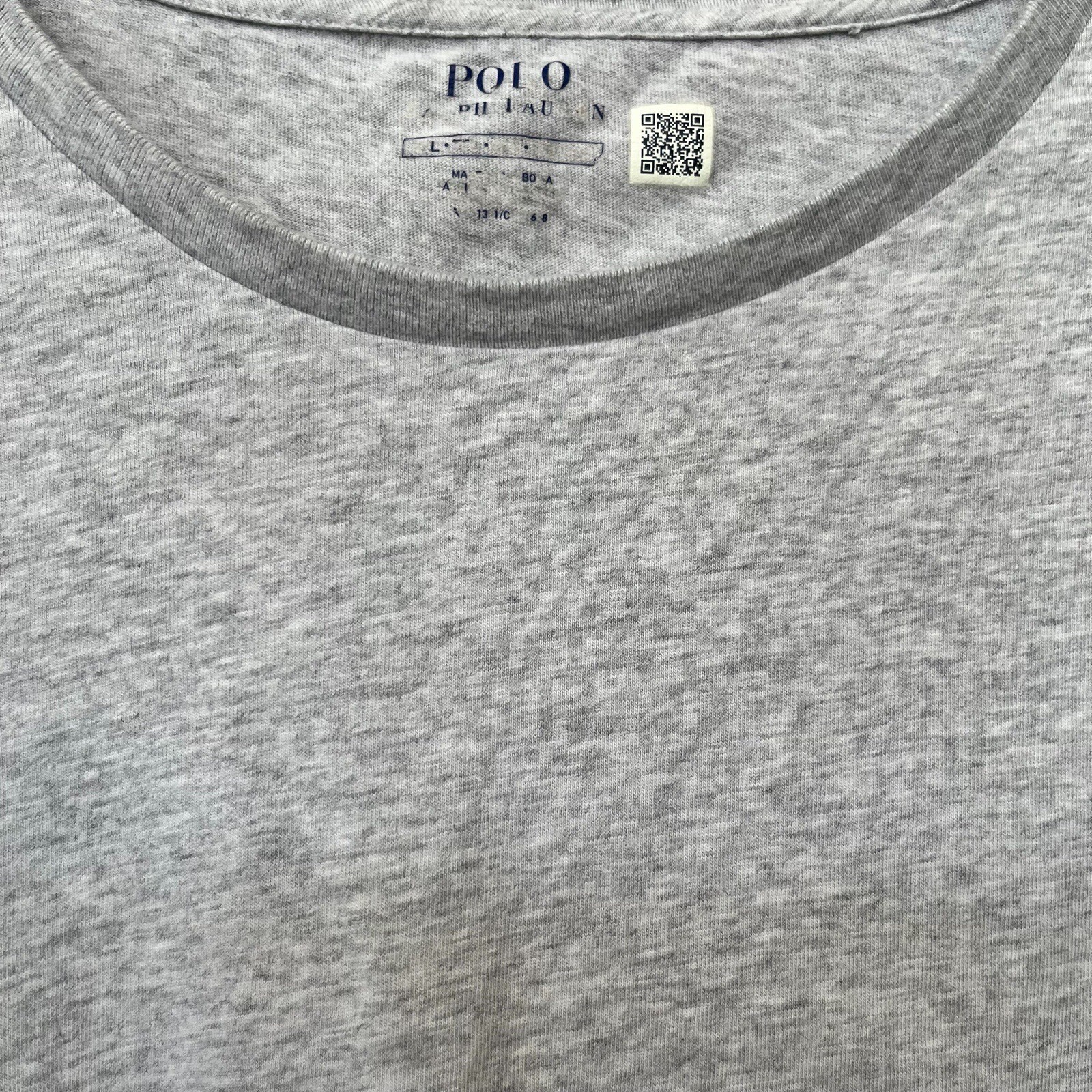 Polo Ralph Lauren TShirt adulto grande grigio blu pony preppy casual tempo libero