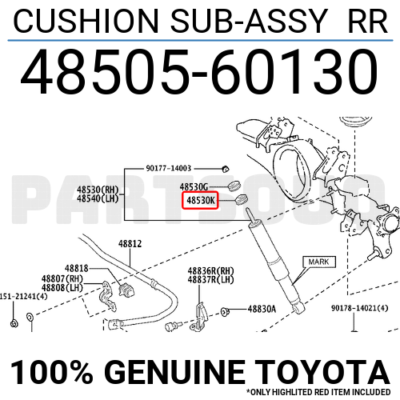 ん 4850560130 Genuine Toyota CUSHION SUB-ASSY RR 48505-60130 | eBay