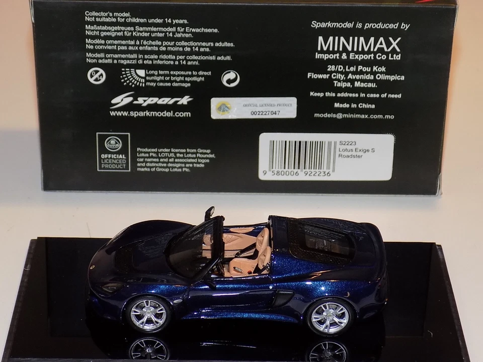 1/43 Spark Street Lotus Exile S Roadster  in Blue  S2223 - Image 3 of 3