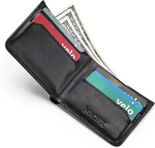 Genuine Leather Minimalist Bifold Wallets For Men RFID Blocking Slim Mens Wallet