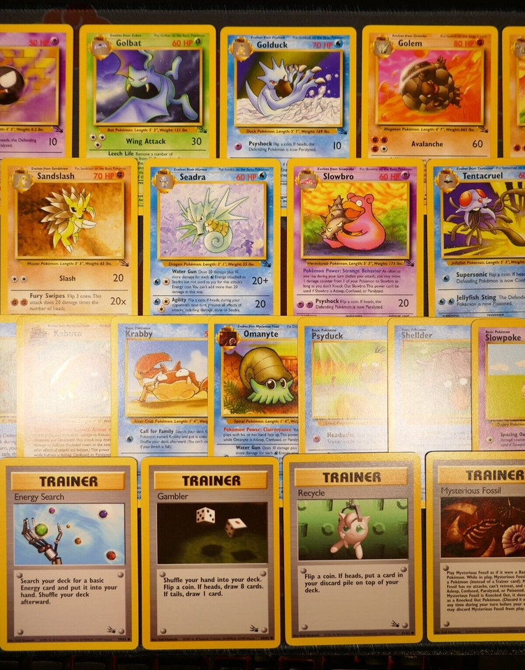 LP/MP (Unlimited) COMPLETE Pokemon FOSSIL Set Card UNCOMMON/COMMON Non ...