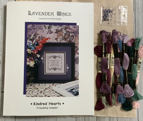 Lavender Wings KINDRED HEARTS Cross Stitch Partial Kit ~ Started - Picture 1 of 7
