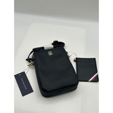 Tommy Hilfiger Phone Crossbody Bag Womens Saffiano Pouch Black NWT OS