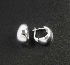 Minimal Chic Polished 925 Sterling Silver Small Wide Dome Huggie Hoop Earrings