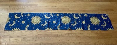 Vtg Celestial Sun Moon Stars Blue Gold Whimsigoth Window Curtain Valance