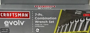 Craftsman Evolv 7-PIECE Ensemble de clés & Dossier à main levée 12 Pt. Sae Inch 12352 Nos nouveaux 🔥