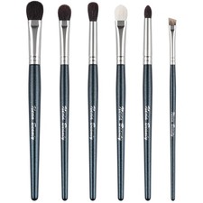 Natural Goat Hair Eye Makeup Brush Set, 6 Pcs Professional Blending Eyeshadow Ma
