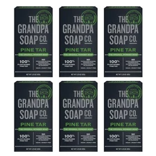 Pine Tar Bar Soap for Men - 3 in 1 Cleanser, Deodorizer, Moisturizer, 6 Pack