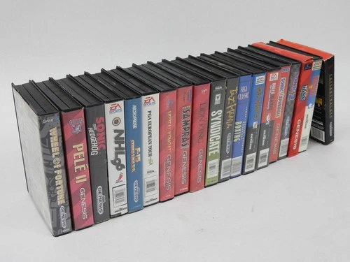 Sega Genesis System Vintage Video Games + Cases (lot of 19, includes Syndicate)