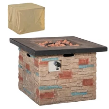 32" Square Propane Outdoor Patio Fire Pit Table 50,000BTU Gas Firepit Outside