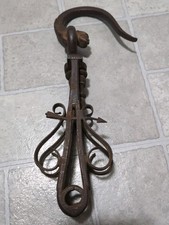 Rare Antique Victorian Hand Forged Iron Clamp Grapple Griffin Head Swivel Hook