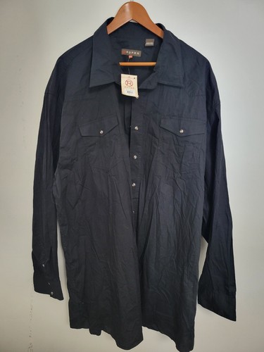 Roper Men's Snap Western Shirt Long Sleeve Solid Black Size 4XLT NWT - Picture 1 of 3