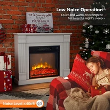 ROVSUN 32'' Electric Fireplace Heater with Mantel ,Remote, 6H Timer, 1400W White