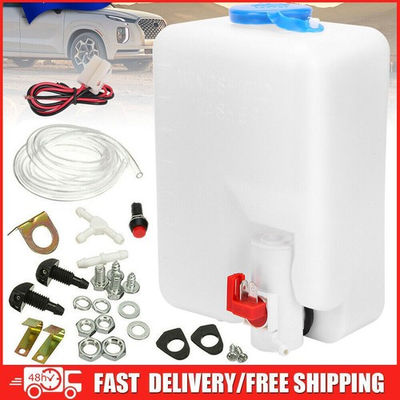 #ad Universal Windshield Washer Bottle Tank Pump Wiper System Reservoir Kit 12V 1.5L $16.66