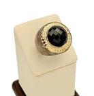 Vintage Anna Beck 925 Sterling Silver Gold Plated Black Onyx Dome Ring Size 8