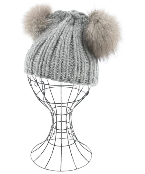 Eugenia Kim Cream Wool Chunky Knit Beanie Hat Double Pom‎ Pom Ears Made in Peru Women main image 3