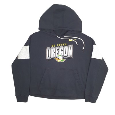 Nike Oregon Ducks Baggy Crop Top Hoodie Baumwollmischung Sweatshirt Pullover Damen L